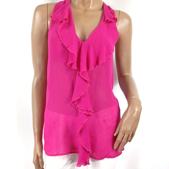 KUT FROM THE KLOTH Tank Top Ruffle Neck Gauzy Blouse S - Picture 1 of 5